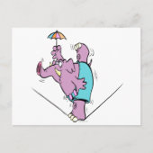 grappige circusolifant over tightrope briefkaart (Voorkant)
