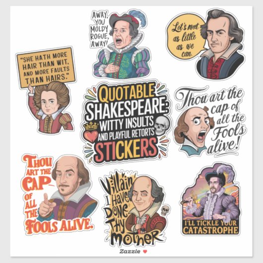 Grappige citaat belediging Humor set Sticker (Vel)