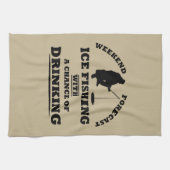 grappige citaten over ijsvisserij en drink liefheb theedoek (Horizontaal)