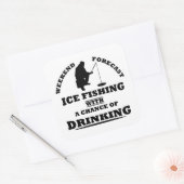 grappige citaten over ijsvisserij en drink liefheb vierkante sticker (Envelop)