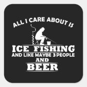 grappige citaten over ijsvisserij en drink liefheb vierkante sticker (Voorkant)