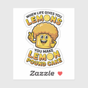 Grappige Citroen Pound Cake Retro Cartoon Mascotte Sticker