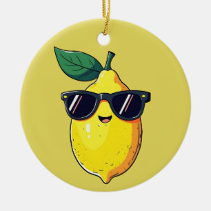 Grappige citroen zonnebril keramisch ornament