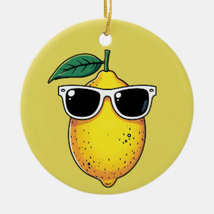Grappige citroen zonnebril keramisch ornament