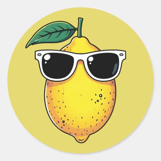 Grappige citroen zonnebril ronde sticker (Voorkant)