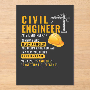 Grappige civiel ingenieur definitie acryl uitnodig uitnodigingen