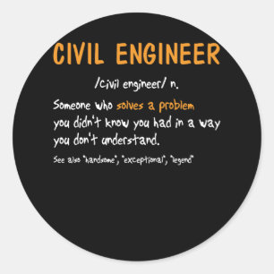 Grappige civiel ingenieur definitie iemand die opl ronde sticker