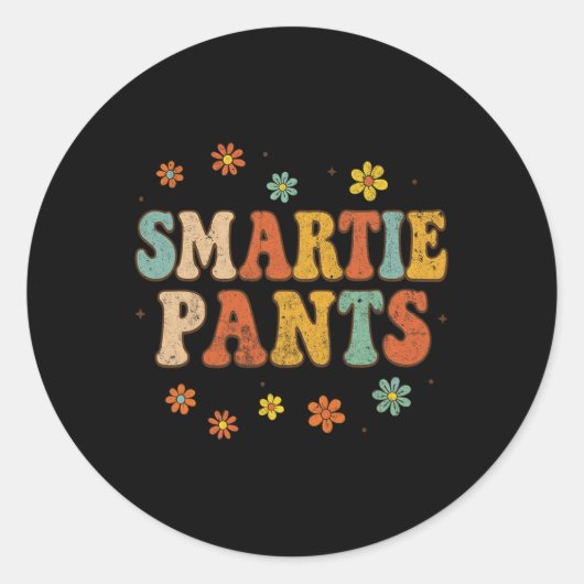 Grappige Ck Naar School Slimmerik Broek _2  Ronde Sticker (Voorkant)
