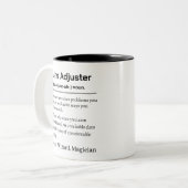 Grappige Claims Adjuster Definitie Tweekleurige Koffiemok (Voorkant links)