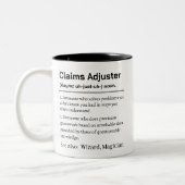 Grappige Claims Adjuster Definitie Tweekleurige Koffiemok (Links)
