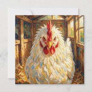 Grappige Close-up van Impasto Kip Blank Kaart
