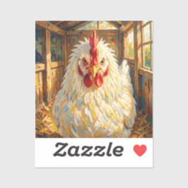 Grappige Close-up van Impasto Kip die Boos Kijkt Sticker