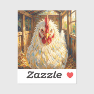 Grappige Close-up van Impasto Kip die Boos Kijkt Sticker