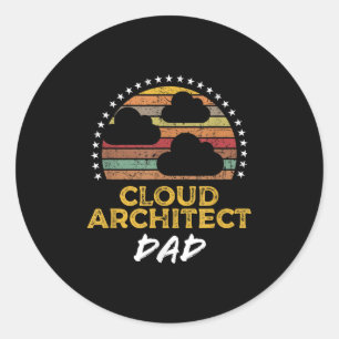 Grappige Cloud Architect Dad, Data Center Tech Quo Ronde Sticker