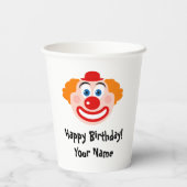 Grappige clown cartoon kind verjaardagsfeestje op  papieren bekers (Achterkant)