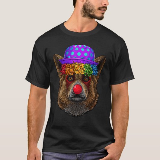Grappige Clown Corgi Circus Kermis Kostuum Hond Th T-shirt (Voorkant)