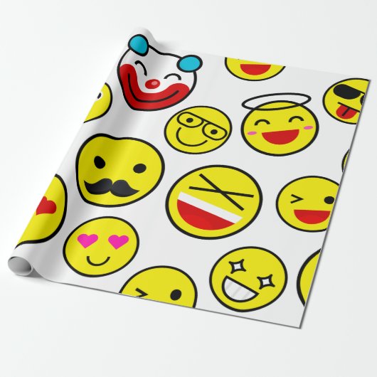 grappige clown emojis cadeaupapier (Uitgerold)