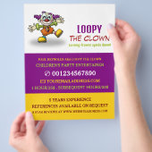 Grappige Clown, Kinderentertainer, Clown Reclame Flyer (Hand)
