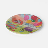 Grappige clown met ballonnen papieren bordje (Gekanteld)