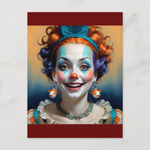 Grappige clown met vis als oorbellen briefkaart