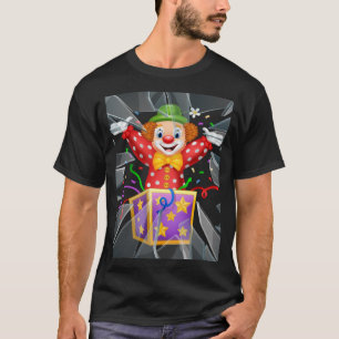 Grappige clown onder het gebroken glas t-shirt