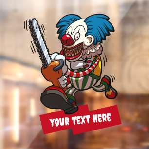 Grappige clown Voeg Jouw tekst Halloween Horror Ca Raamsticker
