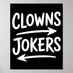 Grappige clowns naar links, grappenmakers naar rec poster