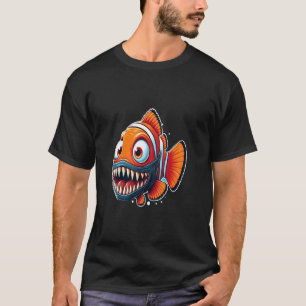 Grappige Clownvis met Piranha Tanden Oceaan Vis D T-shirt
