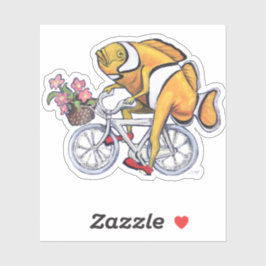 Grappige clownvis op een fiets clown schoenen sticker