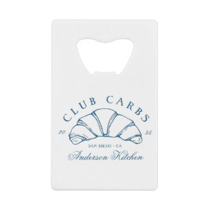 Grappige Club Carbs Croissant Hand Getekende Doodl Creditkaart Flessenopener