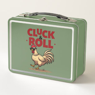 Grappige "Cluck & Roll" Koele Haan Cartoon Ontwerp