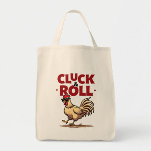 Grappige "Cluck & Roll" Koele Haan Cartoon Ontwerp Tote Bag