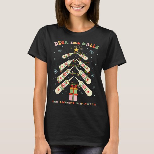 Grappige Cna Verpleegster Kerstmis Medisch Kerstbo T-shirt (Voorkant)