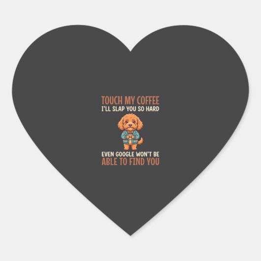 Grappige Cockapoo Coffeeliefhebber Hart Sticker (Voorkant)
