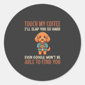 Grappige Cockapoo Coffeeliefhebber Ronde Sticker (Voorkant)