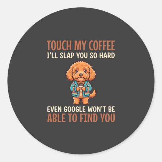 Grappige Cockapoo Coffeeliefhebber Ronde Sticker (Voorkant)