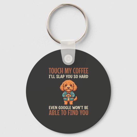 Grappige Cockapoo Coffeeliefhebber Sleutelhanger (Voorkant)