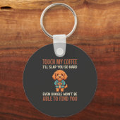 Grappige Cockapoo Coffeeliefhebber Sleutelhanger (Voorkant)
