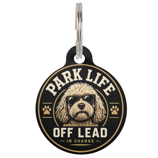 Grappige Cockapoo-halsbandlabel – Off Lead-honden- Huisdierpenning (Voorkant)