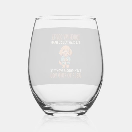 Grappige Cockapoo koffieliefhebber Wijnglas Zonder Voet (Voorkant)