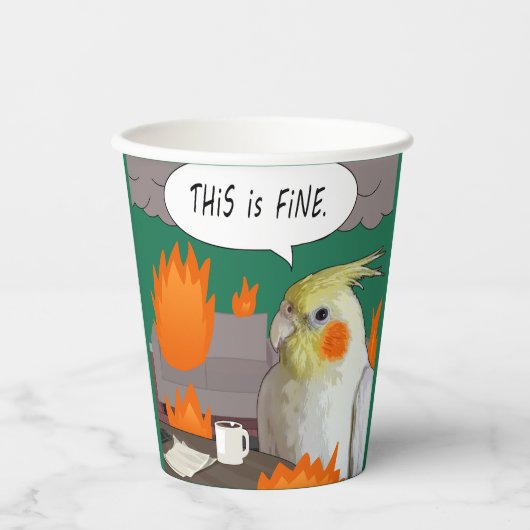 Grappige Cockatiel Afstandswerker Dit is Fijne Mem Papieren Bekers (Voorkant)