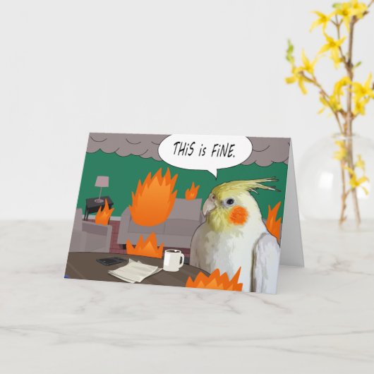 Grappige Cockatiel Ik ben Fine Meme Blank Pet Bird Kaart (Gele Bloem)