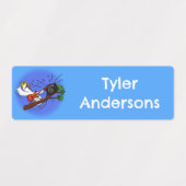 Grappige cockatoo rock gitaar cartoon gepersonalis labels (Design 2)