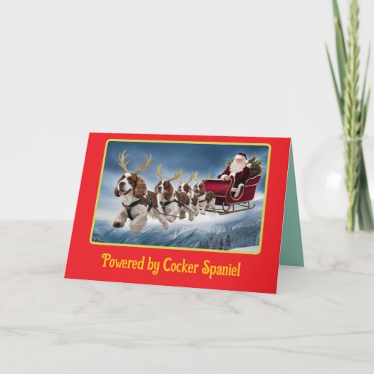 Grappige Cocker Spaniel Kerstmis Kaart (Voorkant)