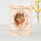 Grappige Cocker Spaniel Moederdag Kaart (Gele Bloem)