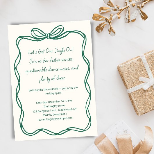 Grappige Cocktail Lint Boog Kerst Vakantie Feest Feestdagenkaart