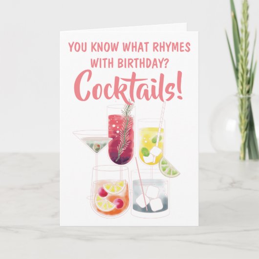 Grappige Cocktails Illustraties Verjaardag Kaart (Voorkant)