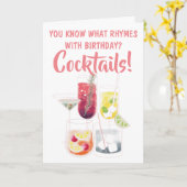 Grappige Cocktails Illustraties Verjaardag Kaart (Gele Bloem)
