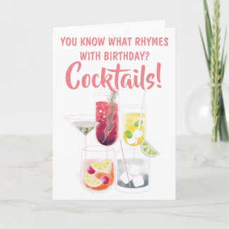 Grappige Cocktails Illustraties Verjaardag Kaart
