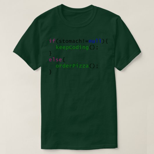 Grappige code Pizza bestellen T-shirt (Design voorkant)